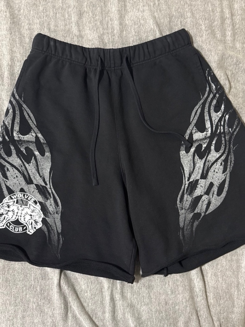 Darc Sport Black Shorts with Silver Flame Graphics